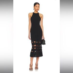 Tularosa x Lindsi Lane Finley Crochet Midi Dress in Black